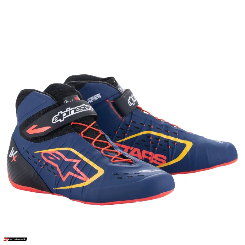 Alpinestars Tech-1 KX sko, ultra marinebl, rd, gul fluo, str. 34-47