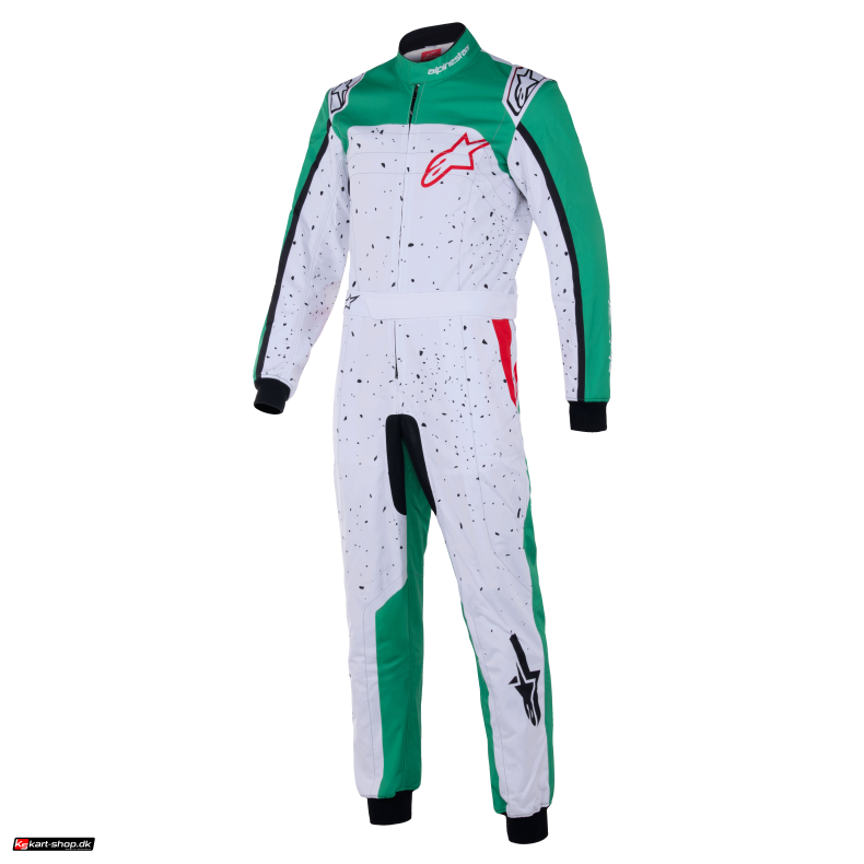 Alpinestars KMX-9 v3 graph karting kredragt, hvid/grn/rd, str. 40 - 60