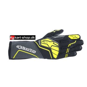 Alpinestars Tech-1 ZX v4 handske, mrkegr, sort og gul fluo, str. S - XXL