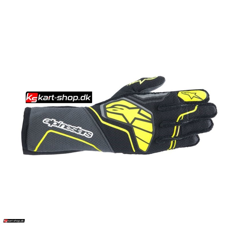 Alpinestars Tech-1 ZX v4 handske, mrkegr, sort og gul fluo, str. S - XXL