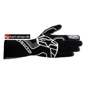 Alpinestars Tech-1 Race v4 FIA/SFI handske, sort og mrkegr, str. S - XXL 