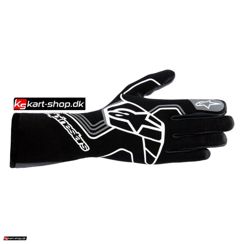 Alpinestars Tech-1 Race v4 FIA/SFI handske, sort og mrkegr, str. S - XXL 