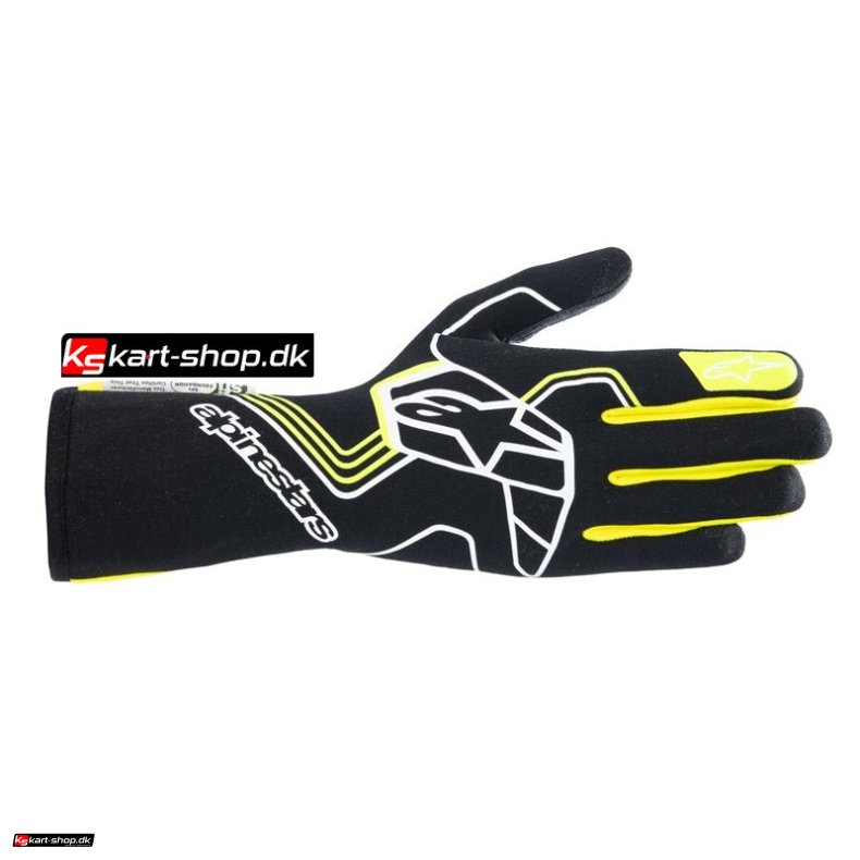 Alpinestars Tech-1 Race v4 FIA/SFI handske, sort og gul fluo, str. S - XXL