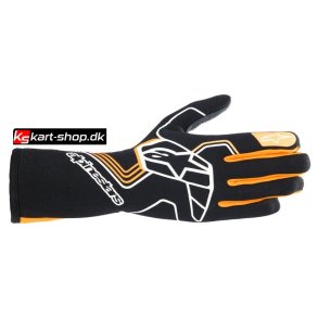 Alpinestars Tech-1 Race v4 FIA/SFI handske, sort og orange fluo, str. S - XXL