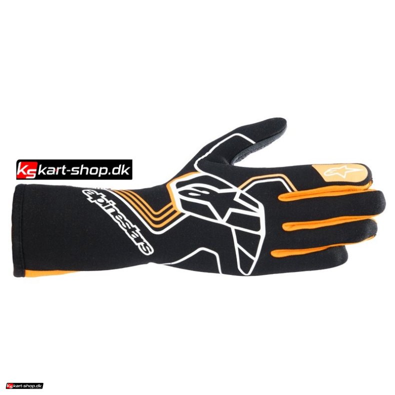 Alpinestars Tech-1 Race v4 FIA/SFI handske, sort og orange fluo, str. S - XXL