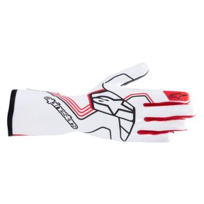 Alpinestars Tech-1 Race v4 FIA/SFI handske, hvid og rd, str. S - XXL