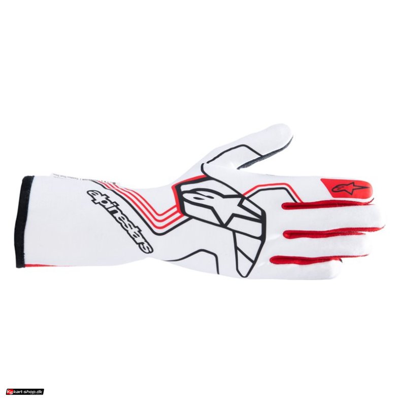 Alpinestars Tech-1 Race v4 FIA/SFI handske, hvid og rd, str. S - XXL