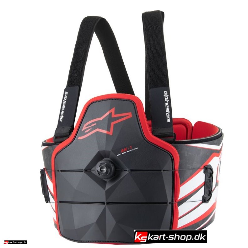 Alpinestars AK-1 ribbensbeskyttelse, sort/hvid/rd, Str. XXS/XS - L/XL 