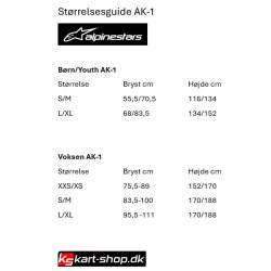 Alpinestars AK-1 ribbensbeskyttelse, sort/hvid/rd, Str. XXS/XS - L/XL 