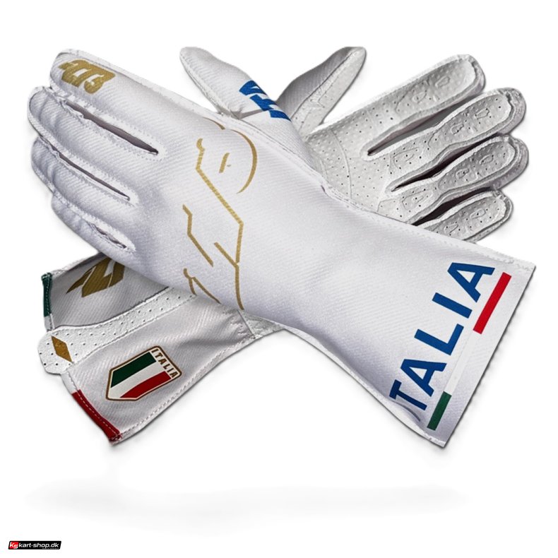 Minus 273 ITALIA Type-1 karting handsker, hvid/guld/bl,  str. 3XS - XL