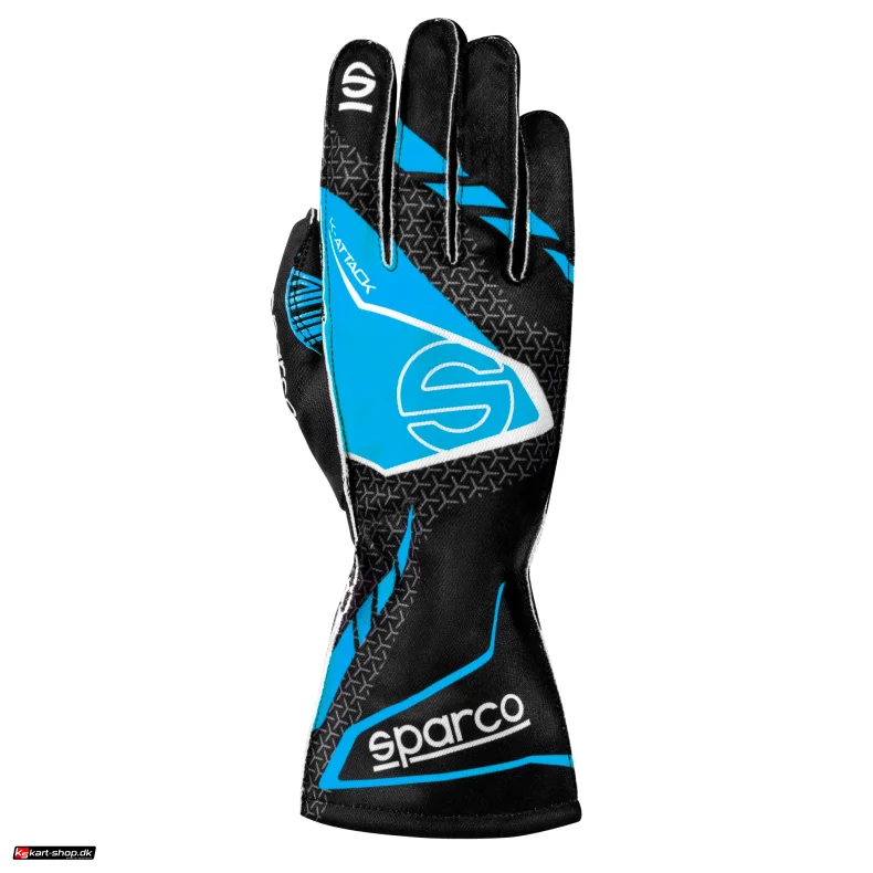 Sparco K-Attack karting handske, sort/bl, str. 7 - 13