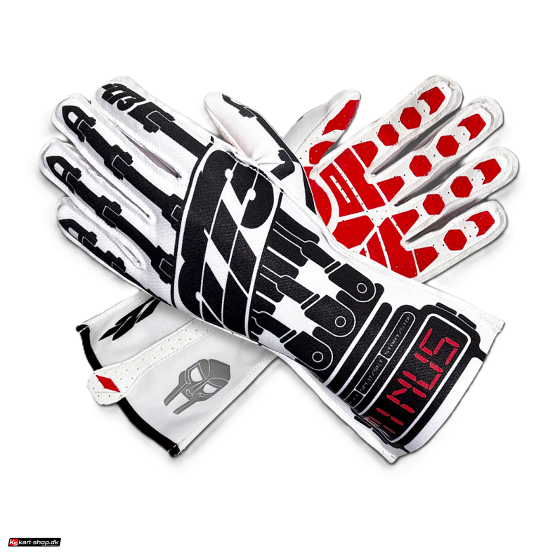 Minus 273 SUPERVILLAIN karting handsker, hvid/sort/r�d, str. 3XS - XL