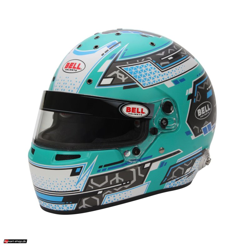 Bell RS7 Pro hjelm, Stamina anthracite/aquamarine m/HANS clips, str. 54 - 61+