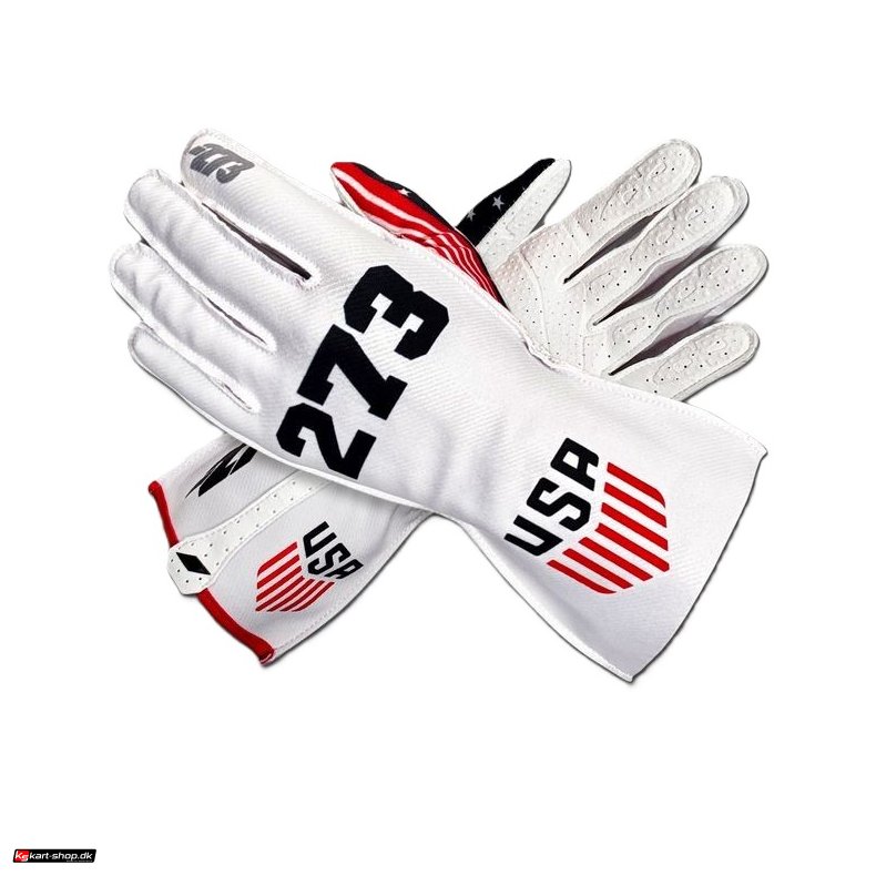 Minus 273 USA WHITE, karting handsker, hvid, Str. 2XS - XL