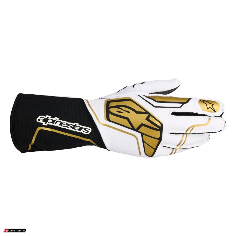 Alpinestars Tech-1 KX v4 handske,  hvid/sort/guld, str.  XXS-XXL