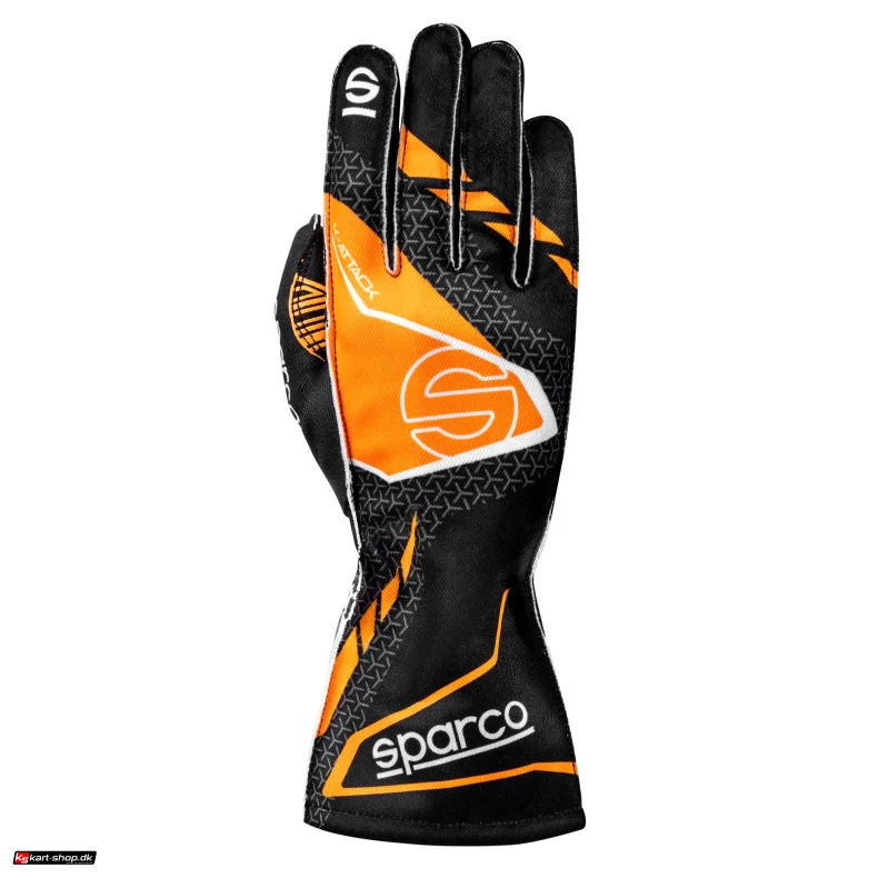 Sparco K-Attack karting handske, sort/orange, str. 7 - 13