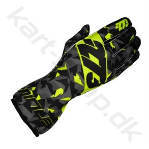 Minus 273 Camo karting handsker, sort/gul fluo/gr, str. 3XS - XL