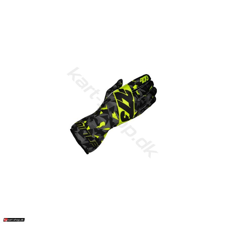 Minus 273 Camo karting handsker, sort/gul fluo/gr, str. 3XS - XL