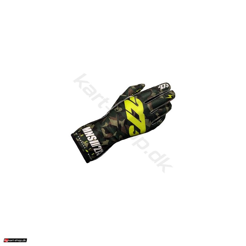 Minus 273 Camo 3 karting handsker, army/sort/gul fluo, str. 3XS - XL