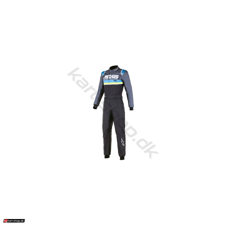 Alpinestars KMX-9 v2 graph karting kredragt, sort/cyan/gul fluo, str. 40-60