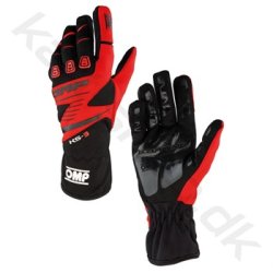 OMP KS-3 handske, sort/rd, str. 5XS-XL