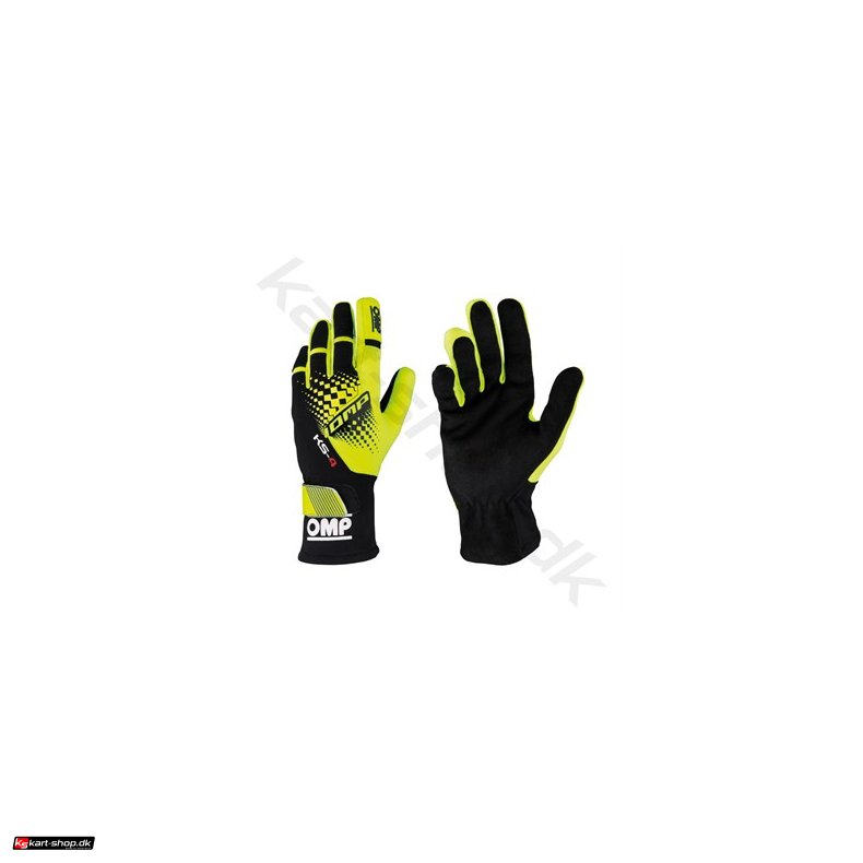 OMP KS-4 handske, gul fluo/sort, str. 5XS-XL