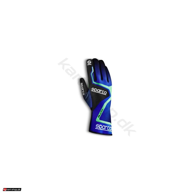 Sparco Rush karting handske, bl/lysegrn, str. 4-13