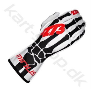 Minus 273 Skeletal karting handsker, hvid/sort/rd, str. S