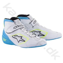 Alpinestars Tech-1 K sko, hvid/gul fluo/lysebl, str. 34-47