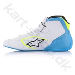 Alpinestars Tech-1 K sko, hvid/gul fluo/lysebl, str. 34-47
