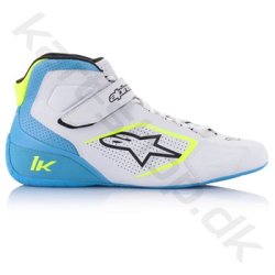 Alpinestars Tech-1 K sko, hvid/gul fluo/lysebl, str. 34-47