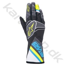 Alpinestars Tech-1 K Race S v2 Graph brne handske, sort/cyan/gul fluo, Str. S-XL