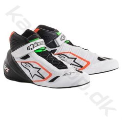Alpinestars Tech-1 KZ sko, hvid/sort/orange fluo/grn fluo, str. 38
