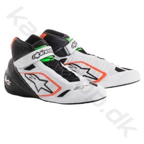 Alpinestars Tech-1 KZ sko, hvid/sort/orange fluo/grn fluo, str. 38