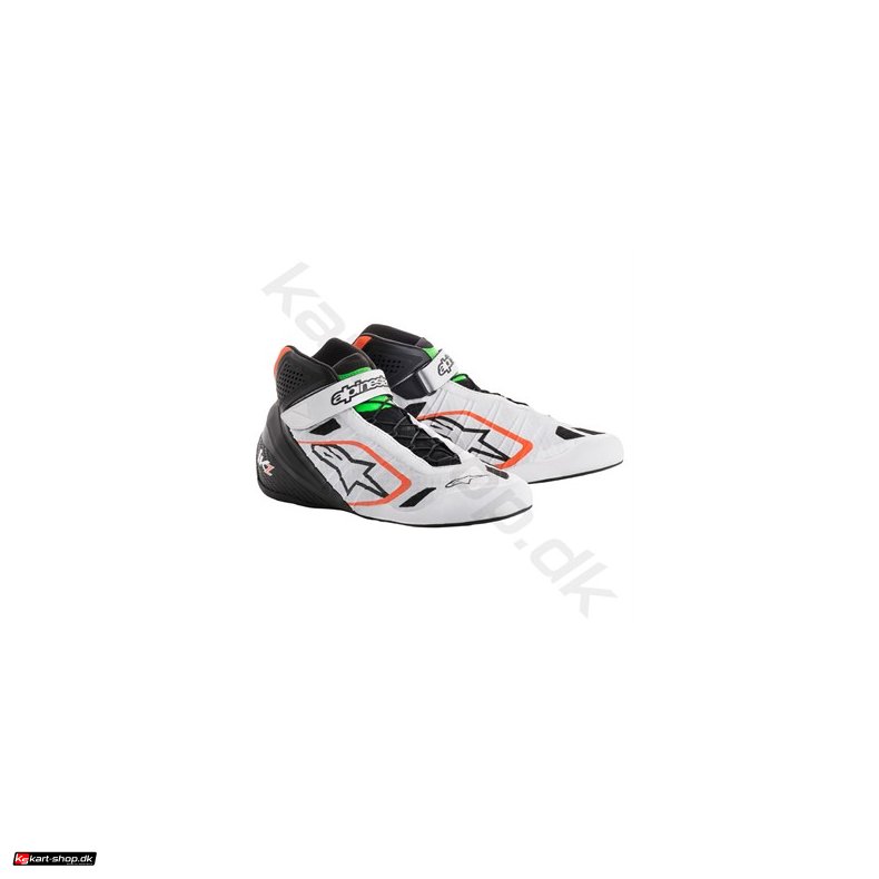 Alpinestars Tech-1 KZ sko, hvid/sort/orange fluo/grn fluo, str. 38